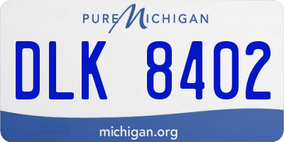MI license plate DLK8402