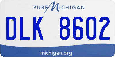 MI license plate DLK8602