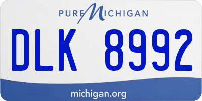 MI license plate DLK8992