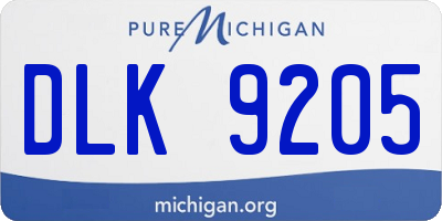 MI license plate DLK9205
