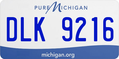MI license plate DLK9216