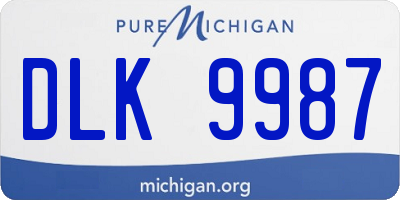 MI license plate DLK9987