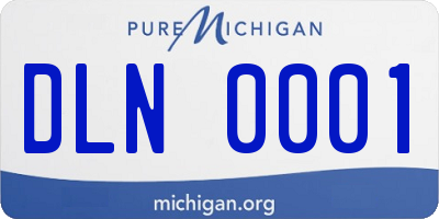MI license plate DLN0001