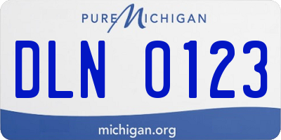 MI license plate DLN0123