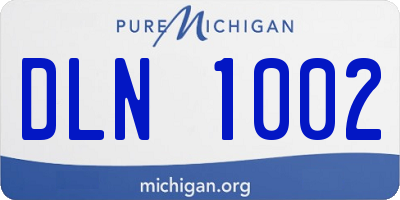 MI license plate DLN1002