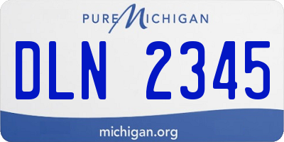MI license plate DLN2345