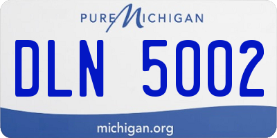 MI license plate DLN5002