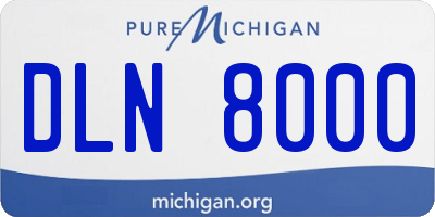 MI license plate DLN8000