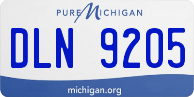 MI license plate DLN9205