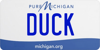 MI license plate DUCK