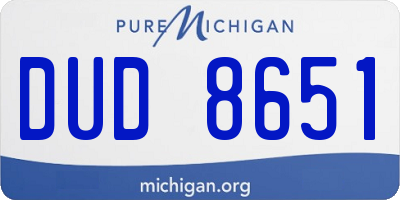 MI license plate DUD8651