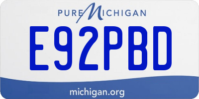 MI license plate E92PBD