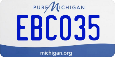 MI license plate EBC035