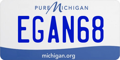 MI license plate EGAN68