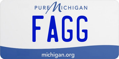 MI license plate FAGG