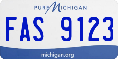 MI license plate FAS9123