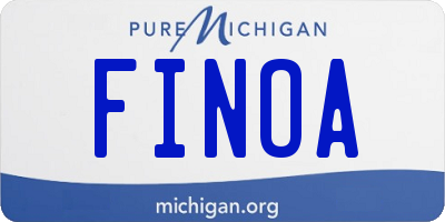 MI license plate FINOA