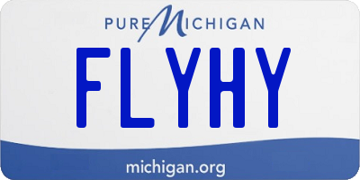 MI license plate FLYHY