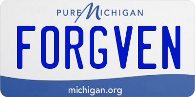 MI license plate FORGVEN