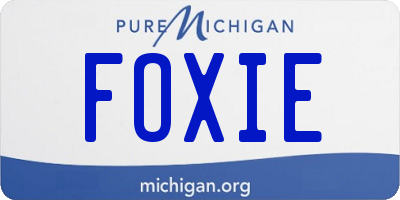 MI license plate FOXIE