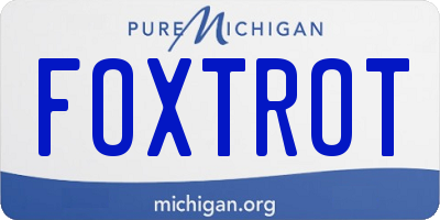 MI license plate FOXTROT