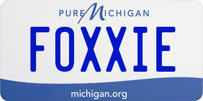 MI license plate FOXXIE