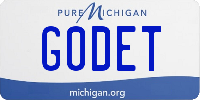 MI license plate G0DET