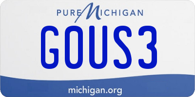 MI license plate G0US3