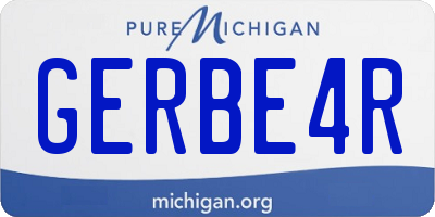 MI license plate GERBE4R