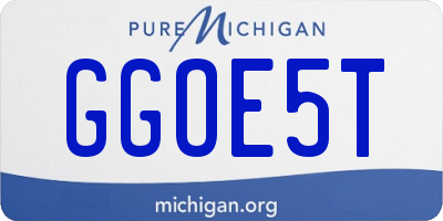 MI license plate GGOE5T