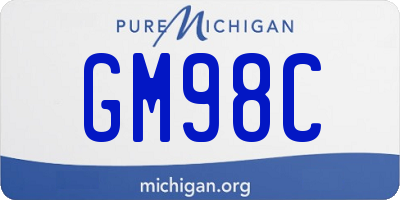 MI license plate GM98C