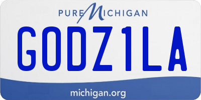 MI license plate GODZ1LA