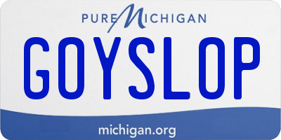 MI license plate GOYSLOP