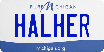 MI license plate HALHER