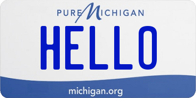 MI license plate HELLO