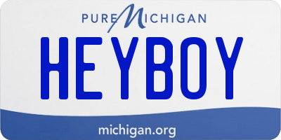 MI license plate HEYBOY