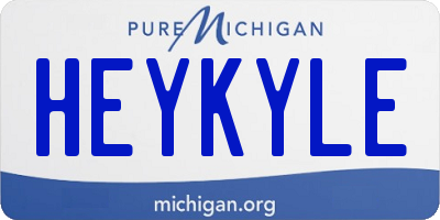 MI license plate HEYKYLE