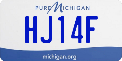 MI license plate HJ14F