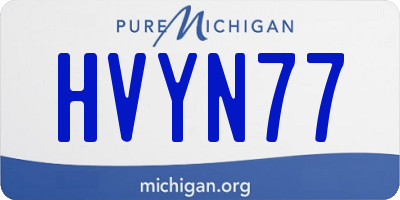 MI license plate HVYN77