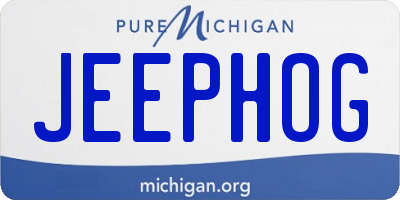 MI license plate JEEPHOG