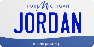 MI license plate JORDAN