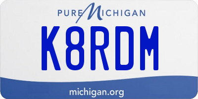 MI license plate K8RDM