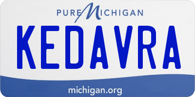 MI license plate KEDAVRA