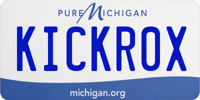 MI license plate KICKR0X