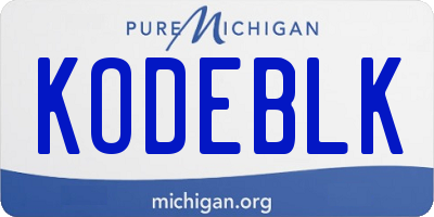 MI license plate KODEBLK