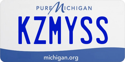 MI license plate KZMYSS