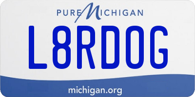 MI license plate L8RDOG