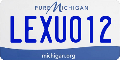 MI license plate LEXU012