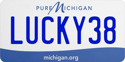 MI license plate LUCKY38