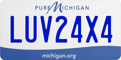 MI license plate LUV24X4